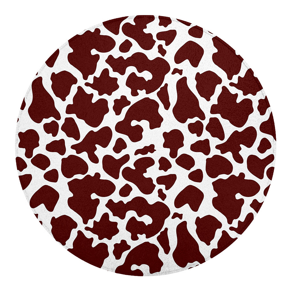 Chocolate Brown And White Cow Print Round Blanket
