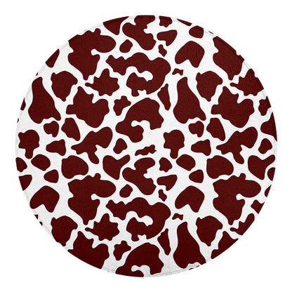 Chocolate Brown And White Cow Print Round Blanket