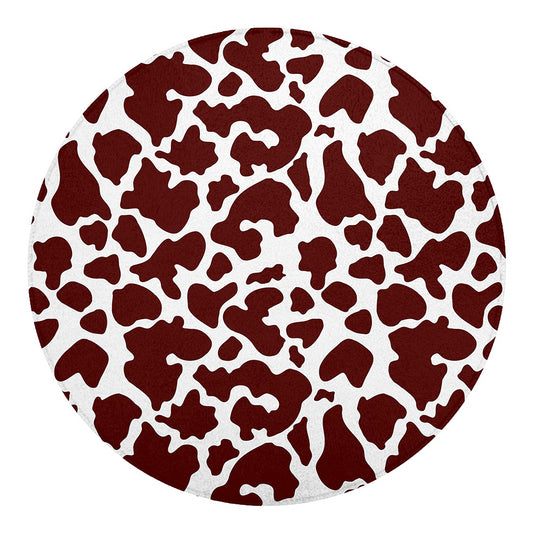 Chocolate Brown And White Cow Print Round Blanket