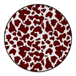 Chocolate Brown And White Cow Print Round Floor Mat