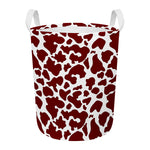 Chocolate Brown And White Cow Print Round Laundry Basket