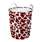 Chocolate Brown And White Cow Print Round Laundry Basket