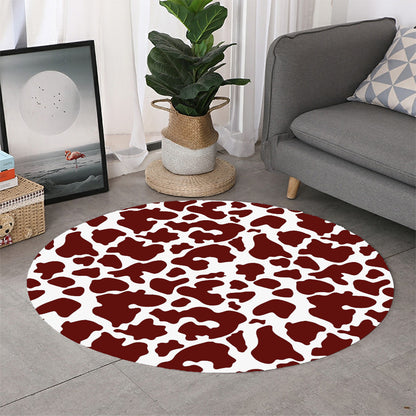 Chocolate Brown And White Cow Print Round Rug