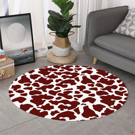 Chocolate Brown And White Cow Print Round Rug