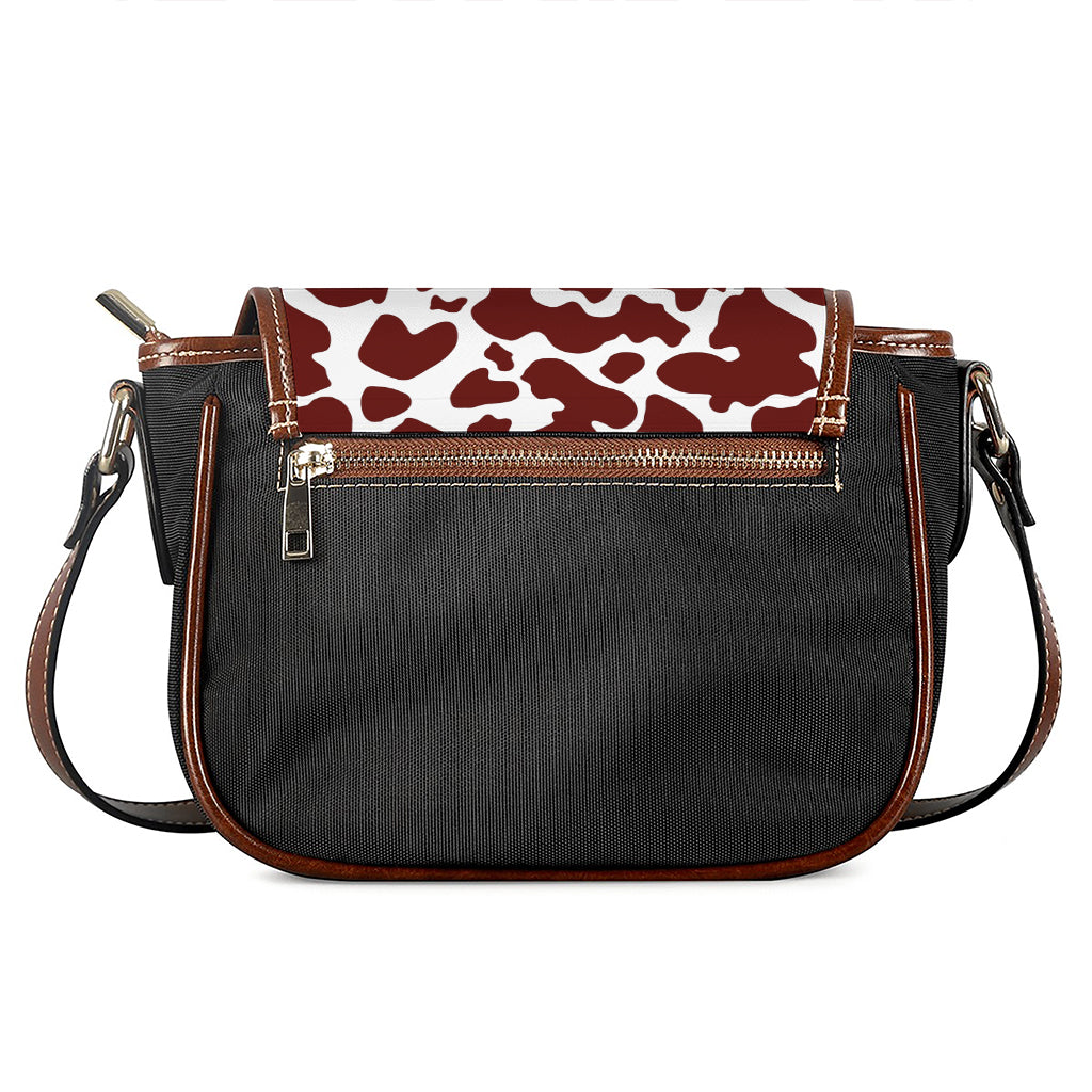 Chocolate Brown And White Cow Print Saddle Bag