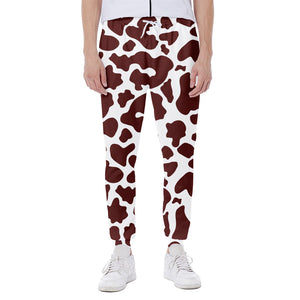 Chocolate Brown And White Cow Print Scuba Joggers