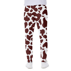 Chocolate Brown And White Cow Print Scuba Joggers