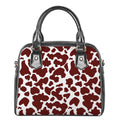 Chocolate Brown And White Cow Print Shoulder Handbag