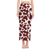 Chocolate Brown And White Cow Print Side Slit Maxi Skirt