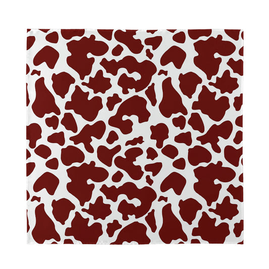 Chocolate Brown And White Cow Print Silk Bandana