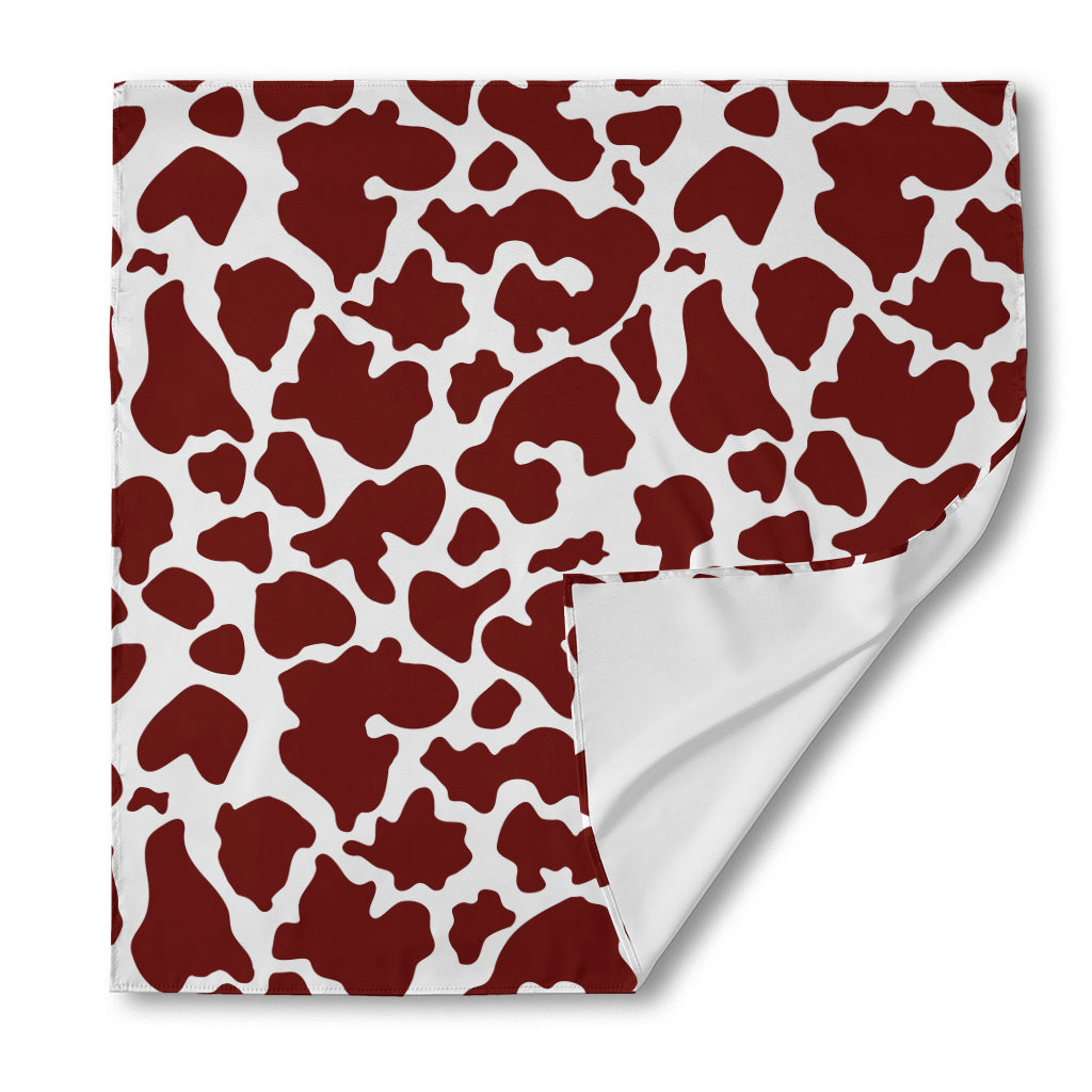 Chocolate Brown And White Cow Print Silk Bandana