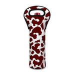 Chocolate Brown And White Cow Print Single Neoprene Wine Tote
