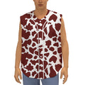 Chocolate Brown And White Cow Print Sleeveless Baseball Jersey