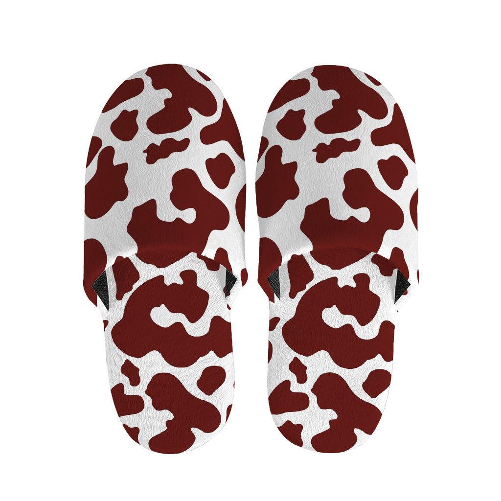 Chocolate Brown And White Cow Print Slippers