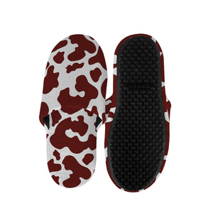 Chocolate Brown And White Cow Print Slippers
