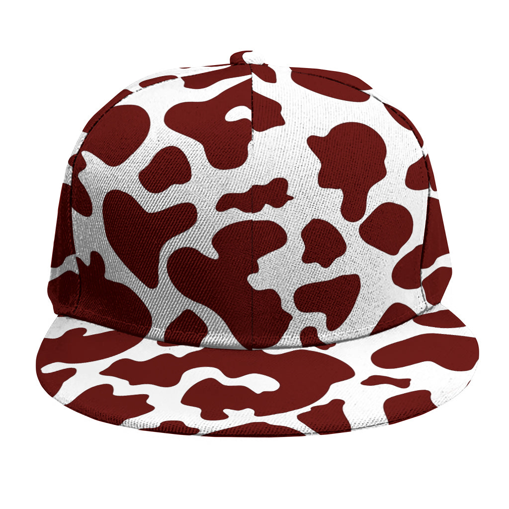 Chocolate Brown And White Cow Print Snapback Cap