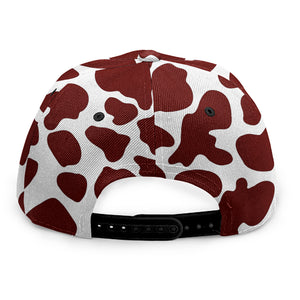 Chocolate Brown And White Cow Print Snapback Cap