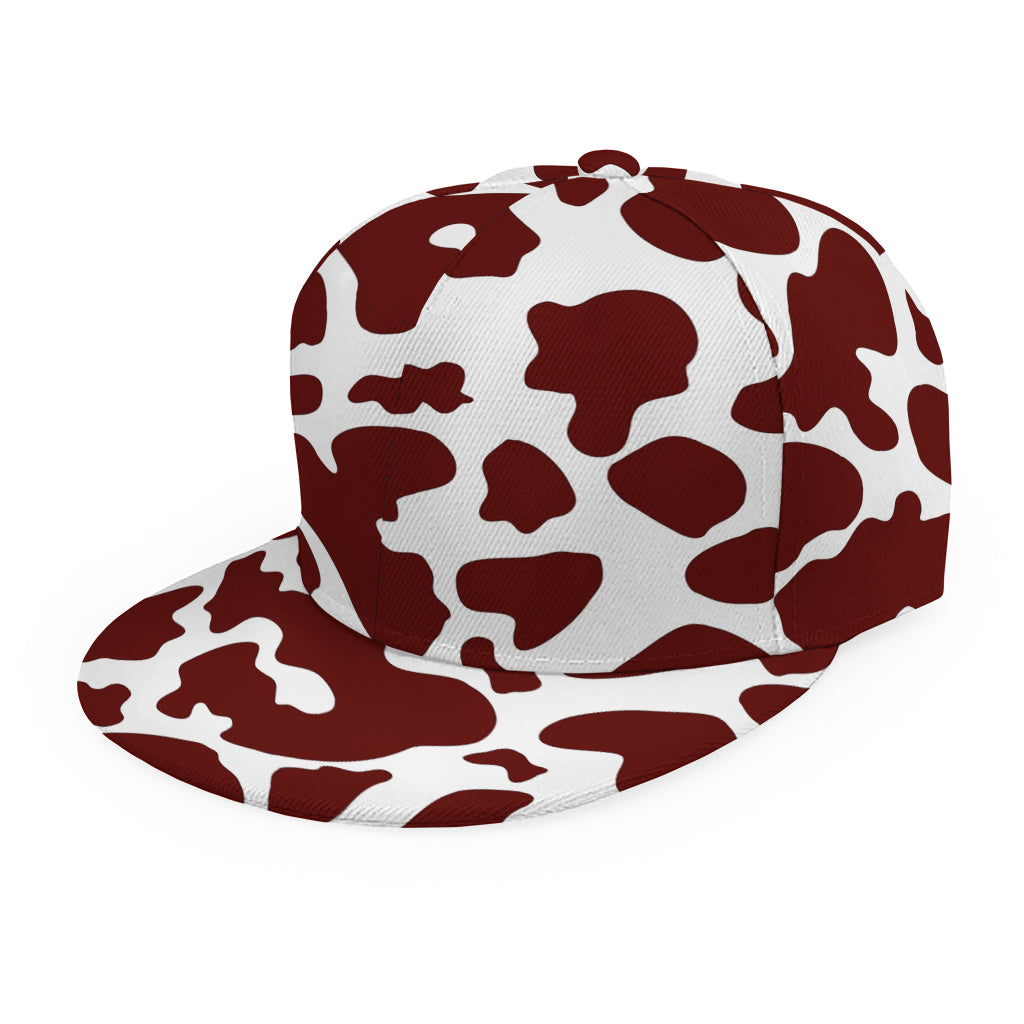 Chocolate Brown And White Cow Print Snapback Cap