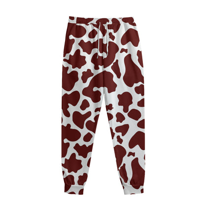 Chocolate Brown And White Cow Print Sweatpants