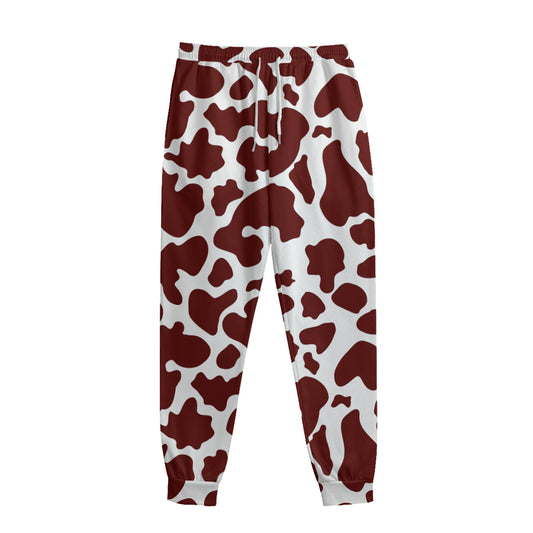 Chocolate Brown And White Cow Print Sweatpants