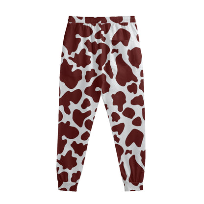 Chocolate Brown And White Cow Print Sweatpants