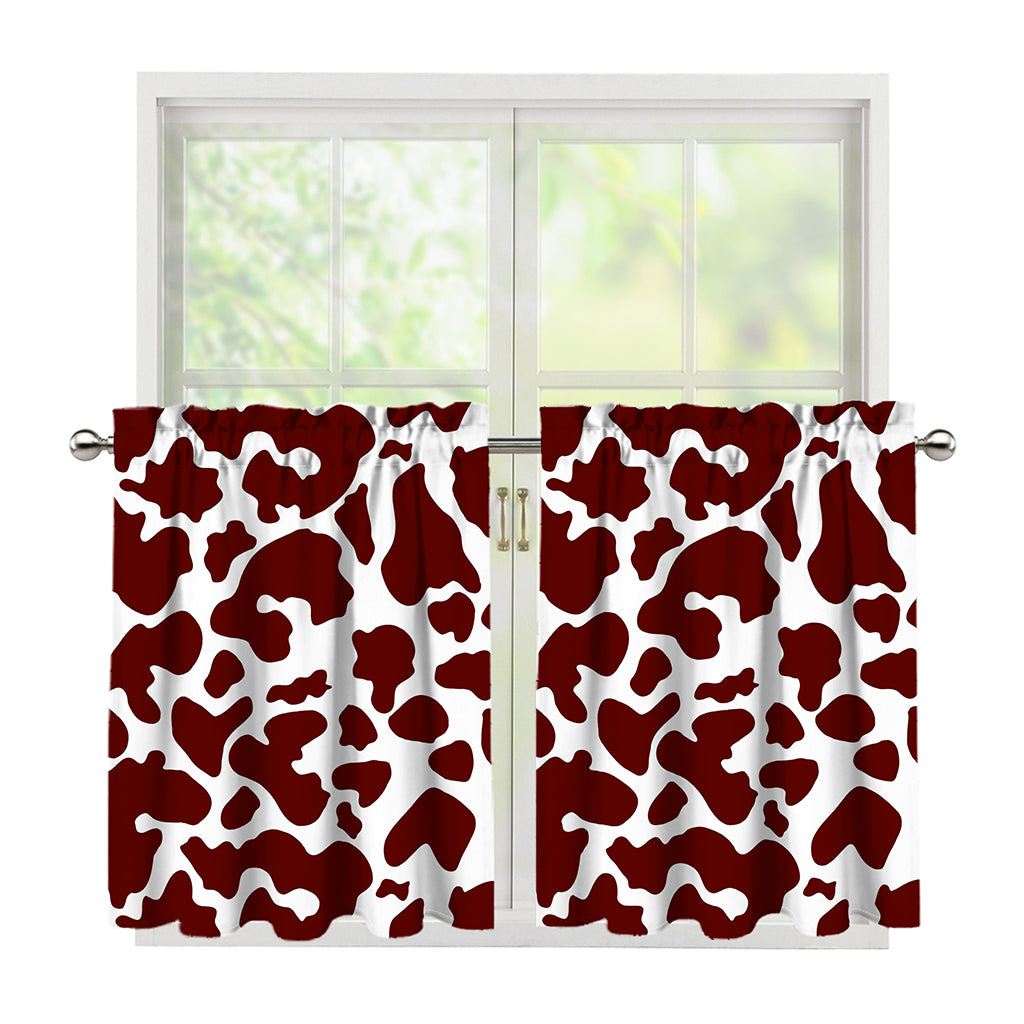 Chocolate Brown And White Cow Print Tier Curtains