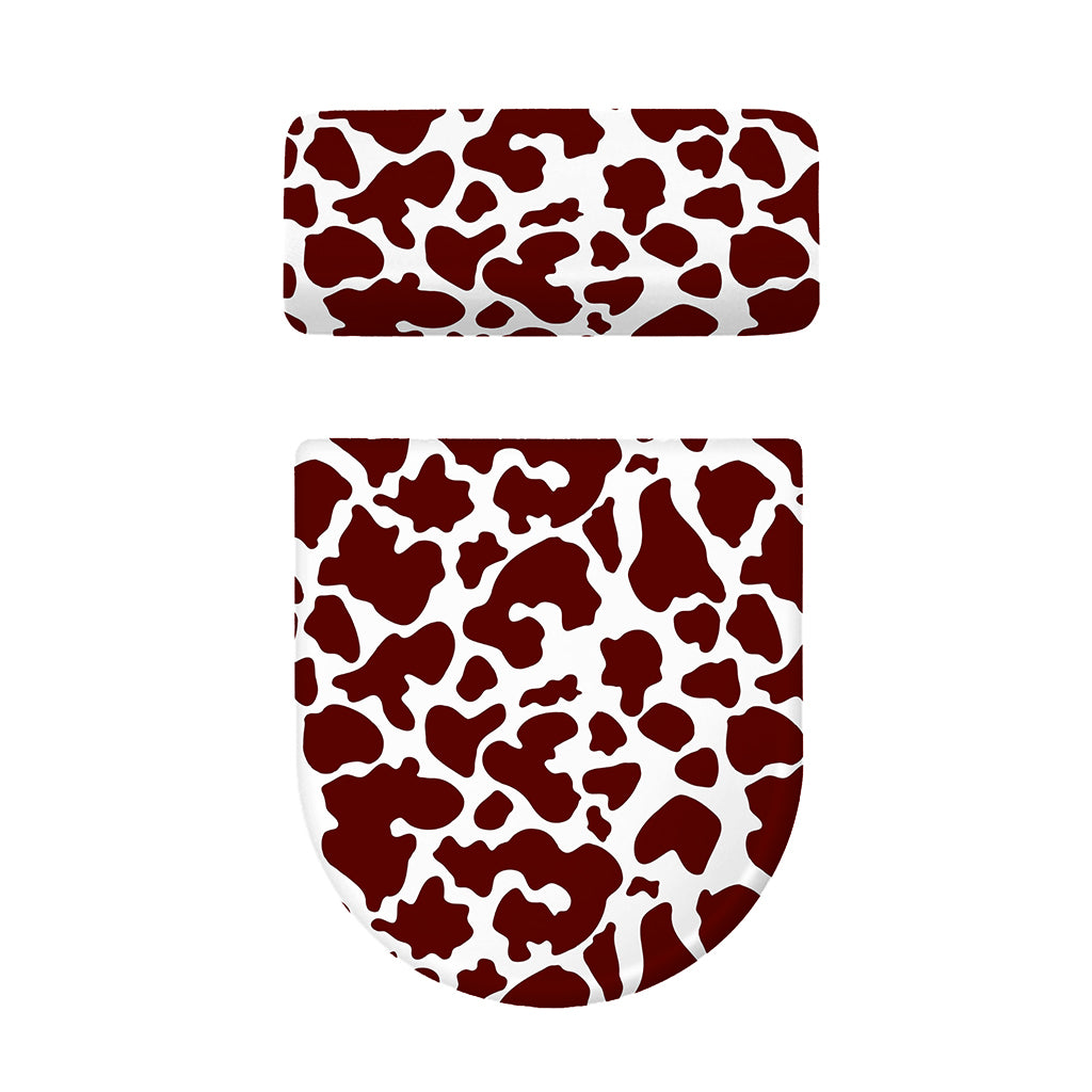 Chocolate Brown And White Cow Print Toilet Lid And Tank Cover Set