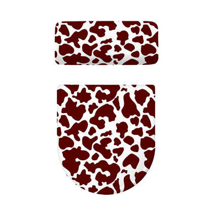 Chocolate Brown And White Cow Print Toilet Lid And Tank Cover Set