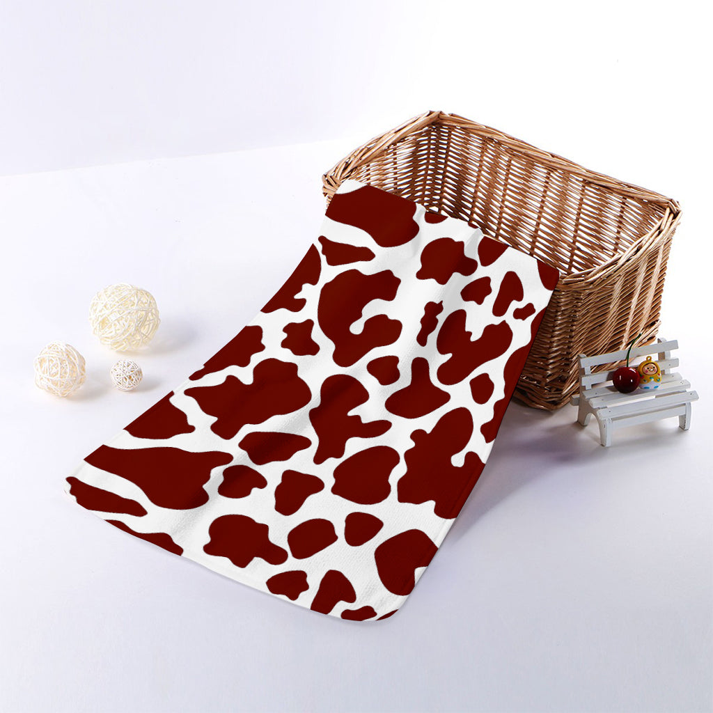 Chocolate Brown And White Cow Print Towel