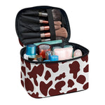 Chocolate Brown And White Cow Print Travel Makeup Bag