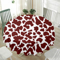 Chocolate Brown And White Cow Print Waterproof Round Tablecloth