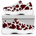 Chocolate Brown And White Cow Print White Chunky Shoes