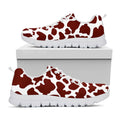 Chocolate Brown And White Cow Print White Running Shoes