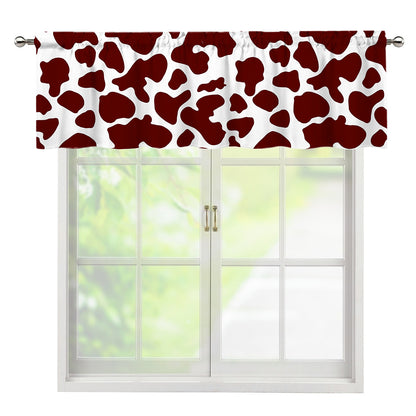 Chocolate Brown And White Cow Print Window Valance