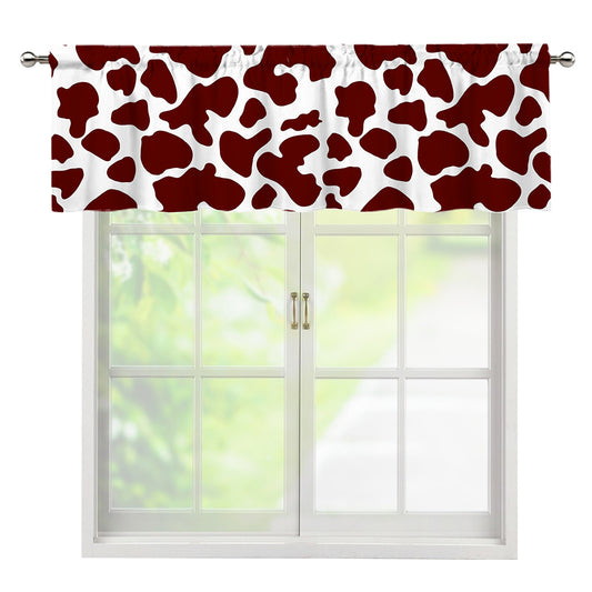 Chocolate Brown And White Cow Print Window Valance