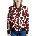 Chocolate Brown And White Cow Print Women's Bomber Jacket