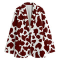 Chocolate Brown And White Cow Print Women's Cotton Blazer