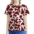 Chocolate Brown And White Cow Print Women's Polo Shirt