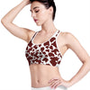 Chocolate Brown And White Cow Print Women's Sports Bra