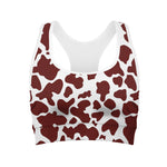 Chocolate Brown And White Cow Print Women's Sports Bra