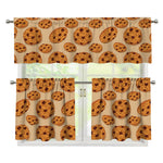 Chocolate Chip Cookie Pattern Print 3 Piece Kitchen Curtains
