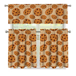 Chocolate Chip Cookie Pattern Print 3 Piece Kitchen Curtains