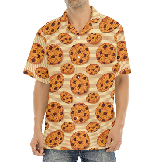 Chocolate Chip Cookie Pattern Print Aloha Shirt