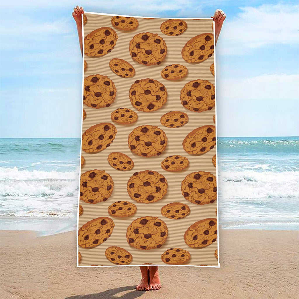 Chocolate Chip Cookie Pattern Print Beach Towel