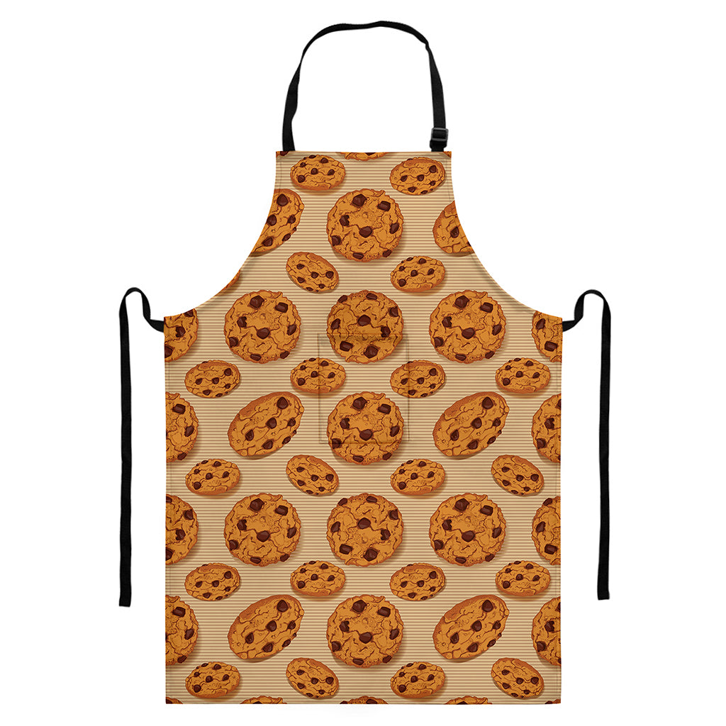 Chocolate Chip Cookie Pattern Print Bib Apron With Pocket
