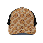 Chocolate Chip Cookie Pattern Print Black Mesh Trucker Cap