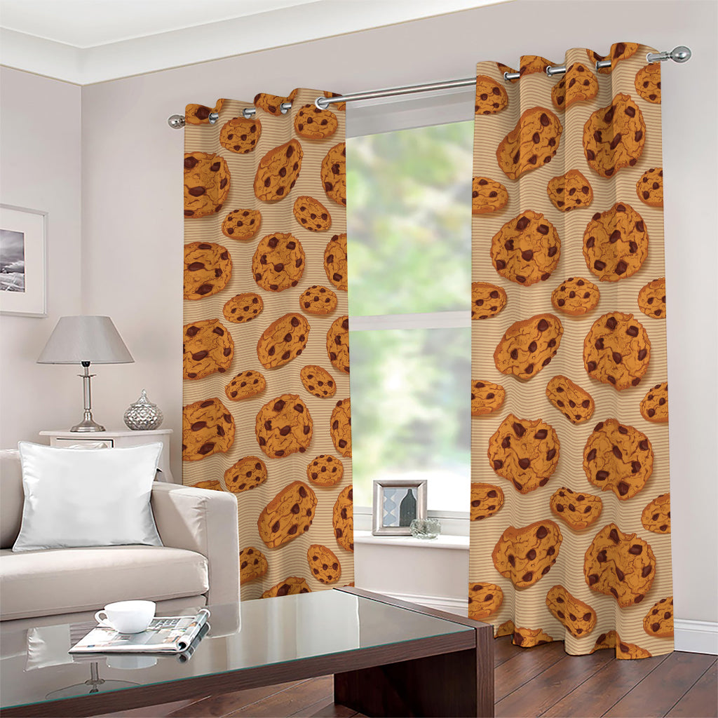 Chocolate Chip Cookie Pattern Print Blackout Grommet Curtains