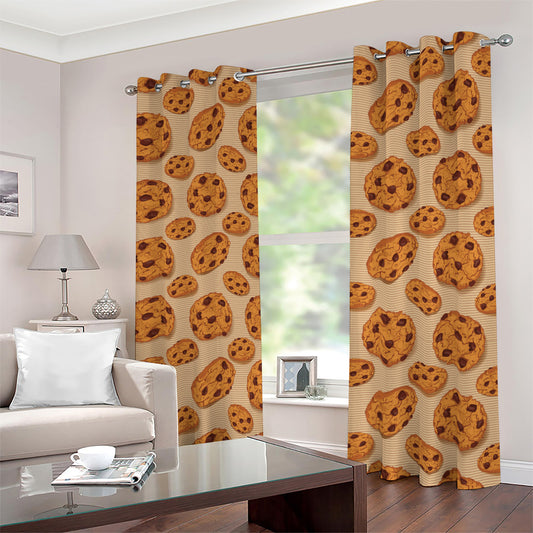 Chocolate Chip Cookie Pattern Print Blackout Grommet Curtains