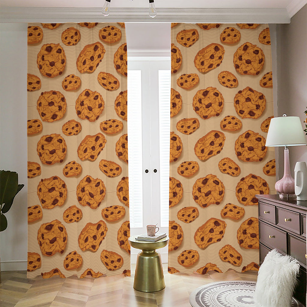 Chocolate Chip Cookie Pattern Print Blackout Pencil Pleat Curtains