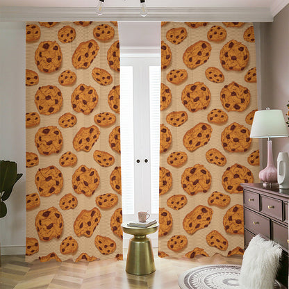 Chocolate Chip Cookie Pattern Print Blackout Pencil Pleat Curtains